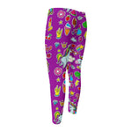 Purple Girly Unicorn Pattern Print Men's Compression Pants