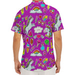 Purple Girly Unicorn Pattern Print Men's Deep V-Neck Shirt