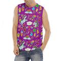 Purple Girly Unicorn Pattern Print Men's Fitness Tank Top