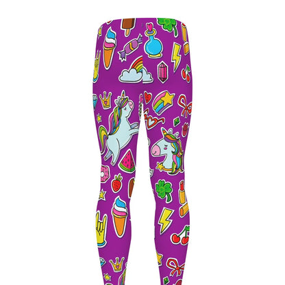 Purple Girly Unicorn Pattern Print Men's leggings