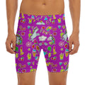 Purple Girly Unicorn Pattern Print Men's Long Boxer Briefs