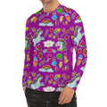 Purple Girly Unicorn Pattern Print Men's Long Sleeve Rash Guard