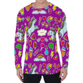 Purple Girly Unicorn Pattern Print Men's Long Sleeve T-Shirt
