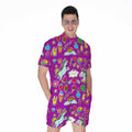 Purple Girly Unicorn Pattern Print Men's Romper