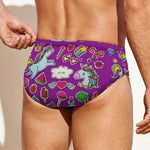 Purple Girly Unicorn Pattern Print Men's Swim Briefs