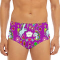 Purple Girly Unicorn Pattern Print Men's Triangle Swim Briefs