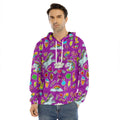 Purple Girly Unicorn Pattern Print Men's Velvet Pullover Hoodie