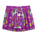 Purple Girly Unicorn Pattern Print Mesh Shorts
