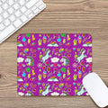 Purple Girly Unicorn Pattern Print Mouse Pad