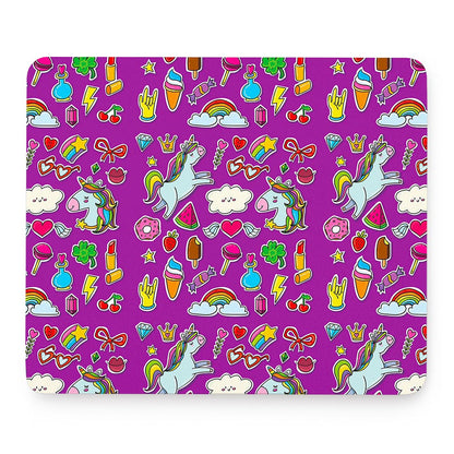 Purple Girly Unicorn Pattern Print Mouse Pad