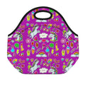 Purple Girly Unicorn Pattern Print Neoprene Lunch Bag