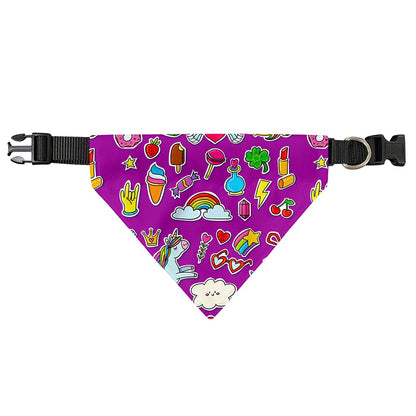 Purple Girly Unicorn Pattern Print Over The Collar Dog Bandana