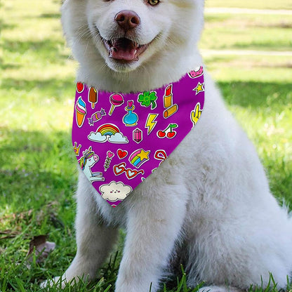 Purple Girly Unicorn Pattern Print Over The Collar Dog Bandana