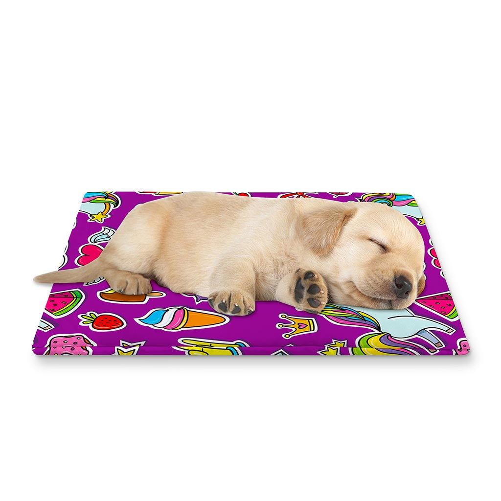 Purple Girly Unicorn Pattern Print Pet Cooling Mat Cover