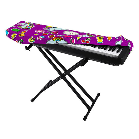 Purple Girly Unicorn Pattern Print Piano Keyboard Cover