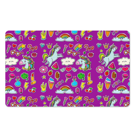 Purple Girly Unicorn Pattern Print Polyester Doormat