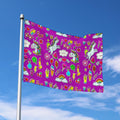 Purple Girly Unicorn Pattern Print Polyester Flag