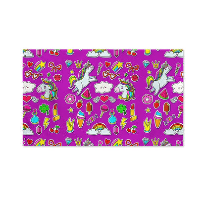 Purple Girly Unicorn Pattern Print Polyester Flag
