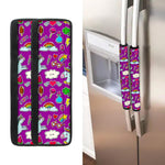 Purple Girly Unicorn Pattern Print Refrigerator Handle Covers