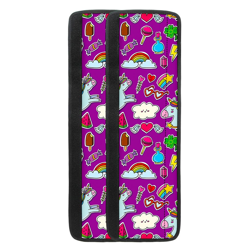 Purple Girly Unicorn Pattern Print Refrigerator Handle Covers