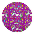 Purple Girly Unicorn Pattern Print Round Blanket