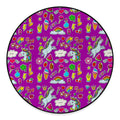 Purple Girly Unicorn Pattern Print Round Floor Mat