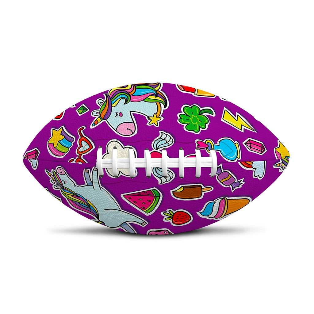 Purple Girly Unicorn Pattern Print Rugby Ball