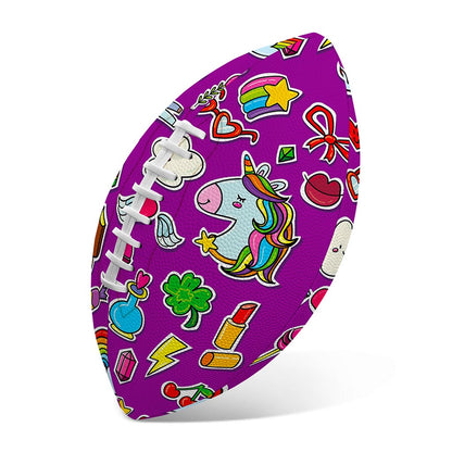 Purple Girly Unicorn Pattern Print Rugby Ball