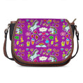 Purple Girly Unicorn Pattern Print Saddle Bag