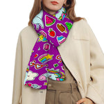Purple Girly Unicorn Pattern Print Scarf