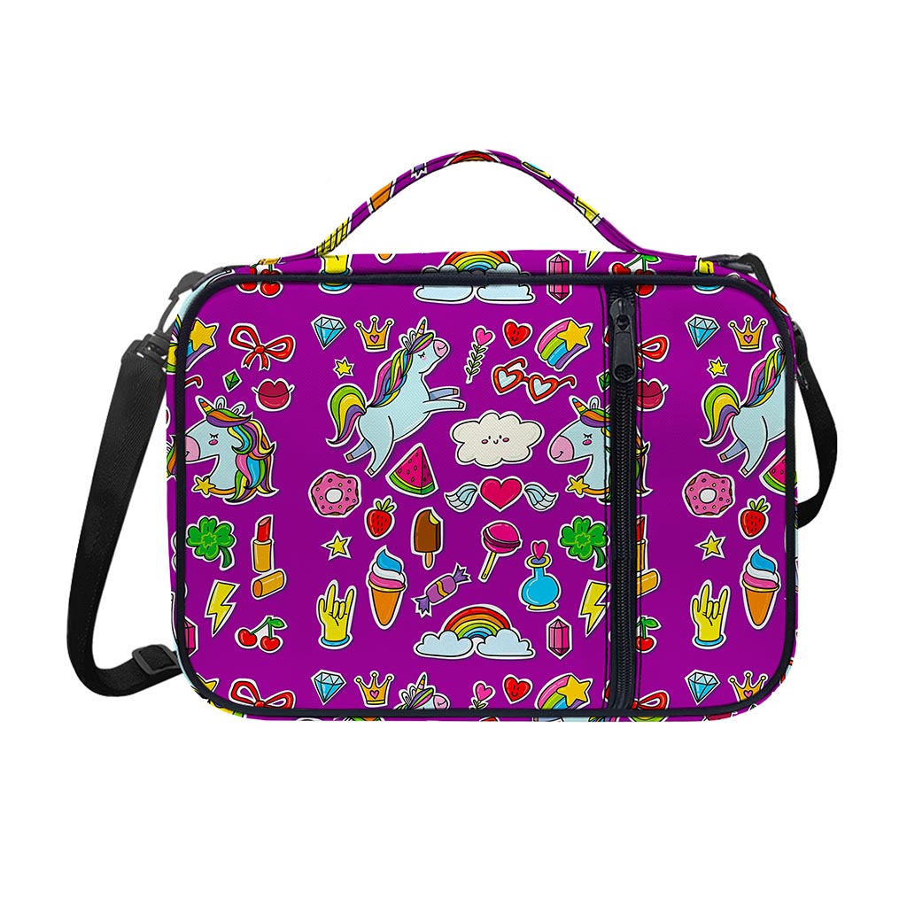 Purple Girly Unicorn Pattern Print Shoulder Strap Bible Bag