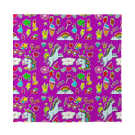 Purple Girly Unicorn Pattern Print Silk Bandana