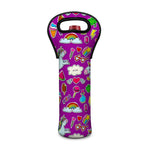 Purple Girly Unicorn Pattern Print Single Neoprene Wine Tote