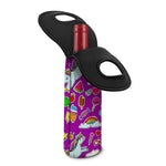 Purple Girly Unicorn Pattern Print Single Neoprene Wine Tote