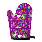 Purple Girly Unicorn Pattern Print Single Oven Mitt