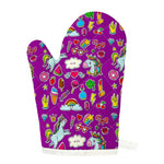 Purple Girly Unicorn Pattern Print Single Oven Mitt