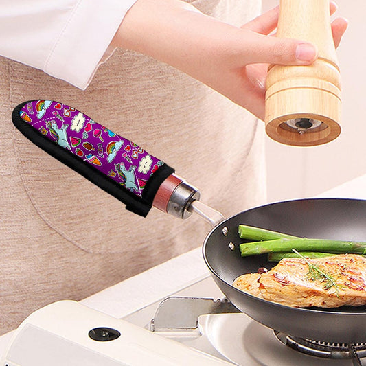 Purple Girly Unicorn Pattern Print Skillet Handle Cover