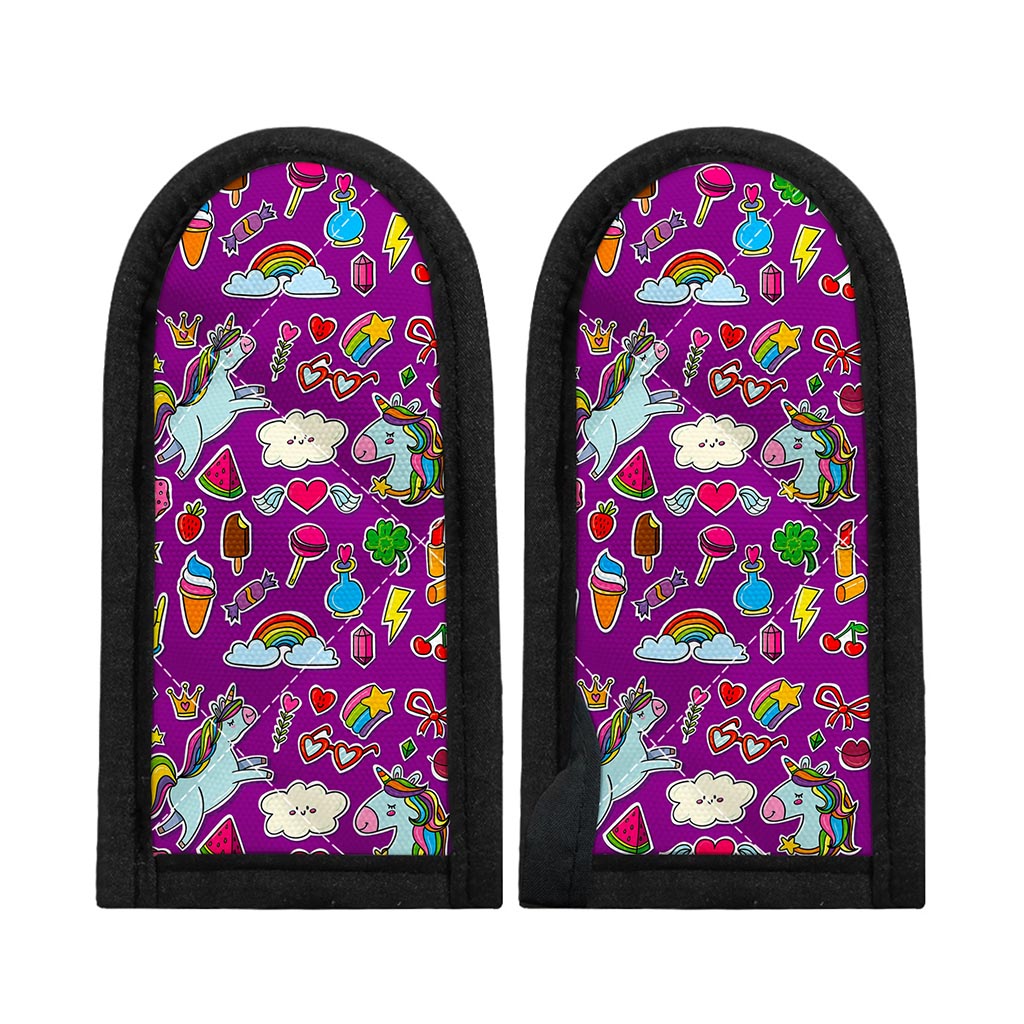Purple Girly Unicorn Pattern Print Skillet Handle Cover