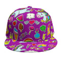 Purple Girly Unicorn Pattern Print Snapback Cap