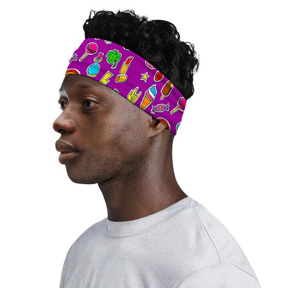 Purple Girly Unicorn Pattern Print Sports Headband