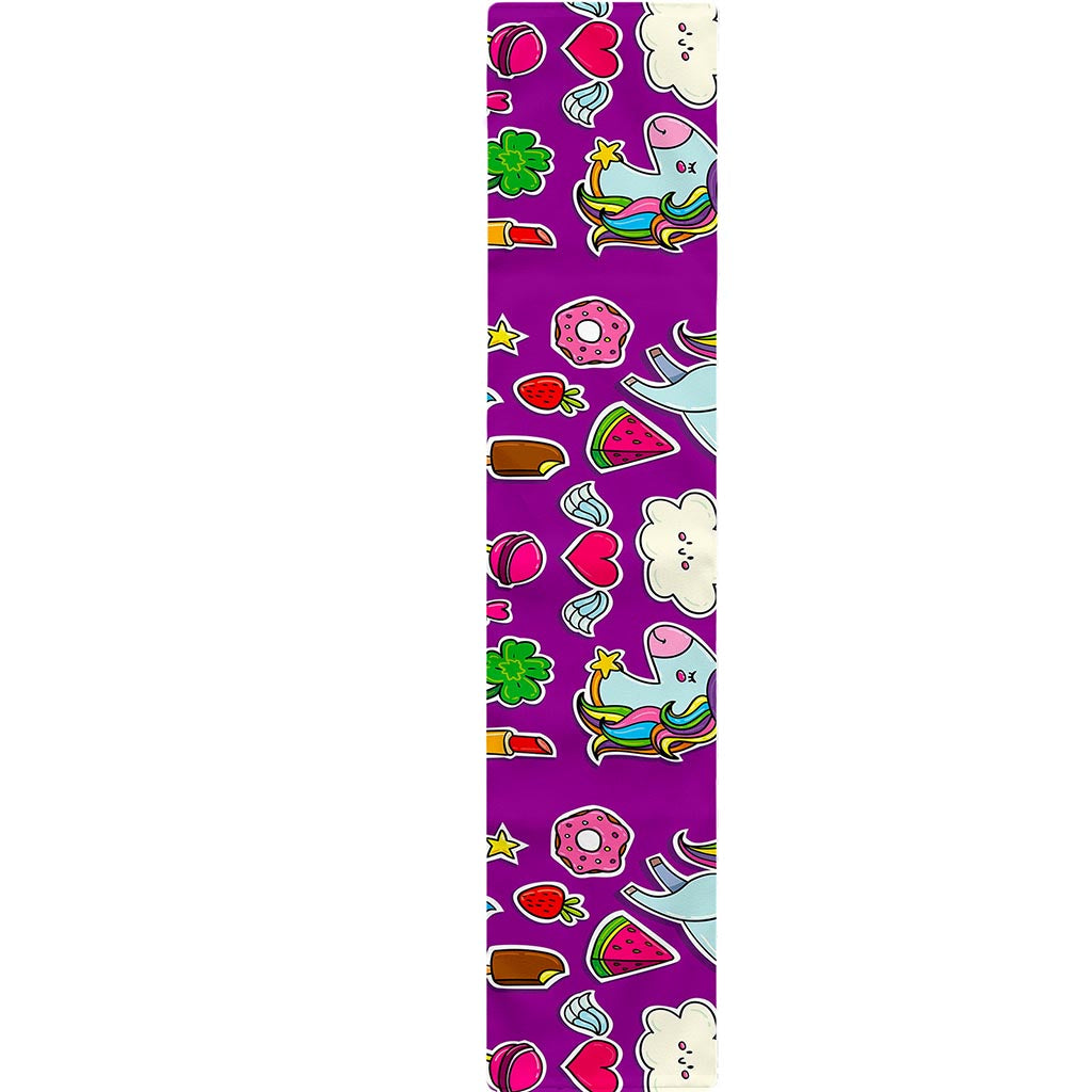 Purple Girly Unicorn Pattern Print Table Runner