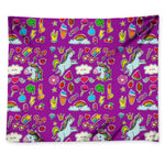 Purple Girly Unicorn Pattern Print Tapestry