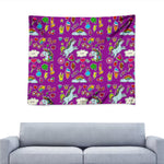 Purple Girly Unicorn Pattern Print Tapestry