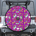 Purple Girly Unicorn Pattern Print Tire Cover With Camera Hole