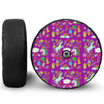 Purple Girly Unicorn Pattern Print Tire Cover With Camera Hole