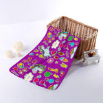 Purple Girly Unicorn Pattern Print Towel