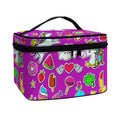 Purple Girly Unicorn Pattern Print Travel Makeup Bag