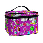 Purple Girly Unicorn Pattern Print Travel Makeup Bag