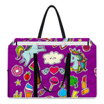Purple Girly Unicorn Pattern Print Utility Tote Bag