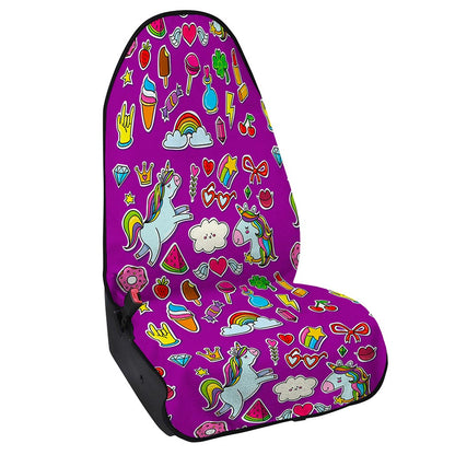 Purple Girly Unicorn Pattern Print Waterproof Car Seat Cover